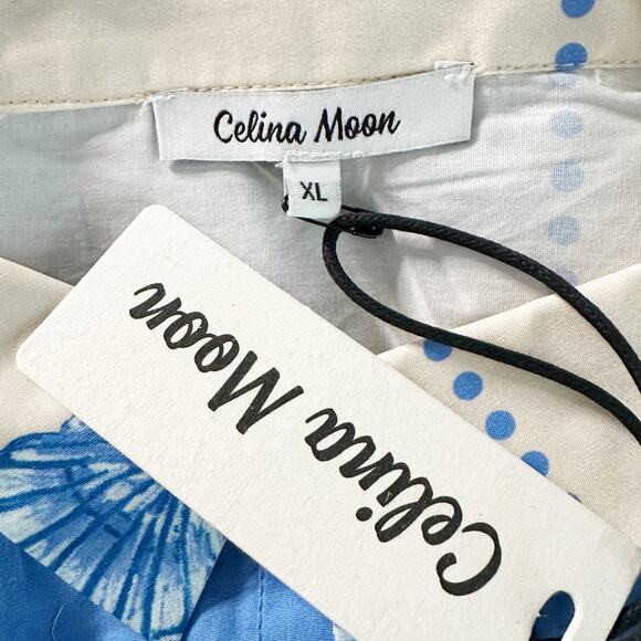 Celina Moon X Anthro Shell Print Tie Waist Midi Shirt Dress Women’s Size XL NEW - Picture 12 of 15